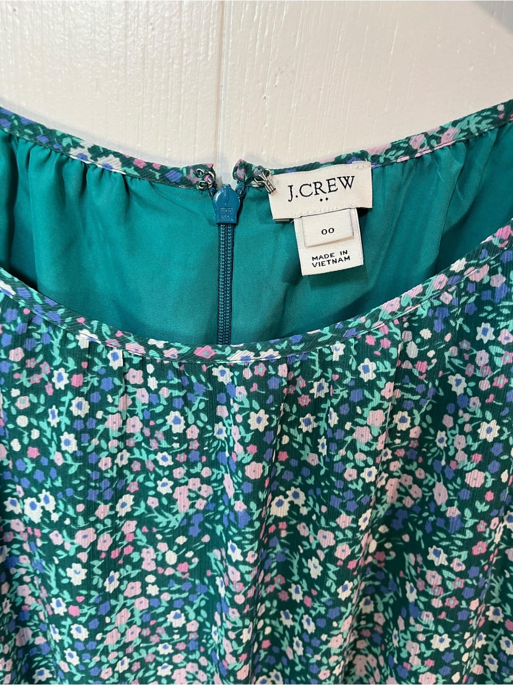 J. Crew Teal Floral Print Dress size 00
